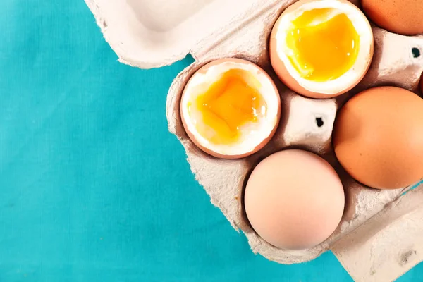 Cardboard Box Boiled Eggs — Stock Photo, Image