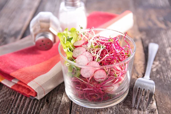 채식주의 샐러드 포크와 유리에 — 스톡 사진