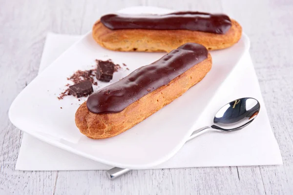 Ciocolata Eclair Puff Patiserie — Fotografie, imagine de stoc