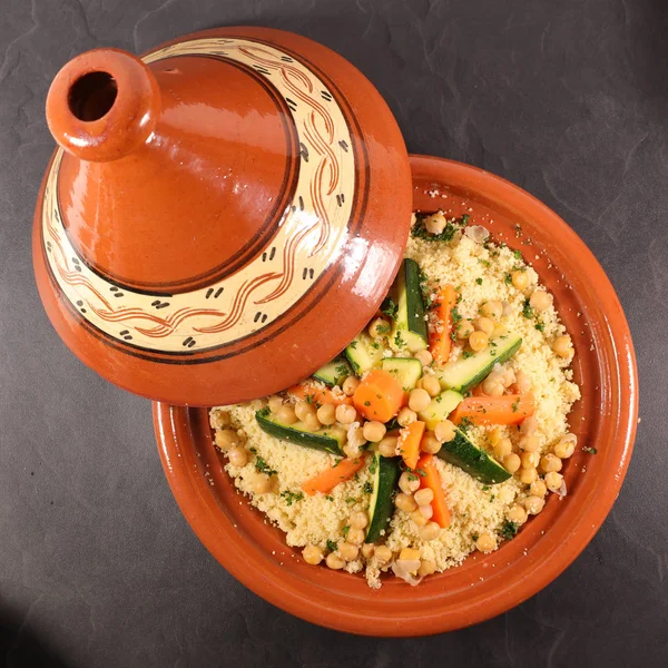 Tajine Rustique Couscous Servi Dans Bol — Photo