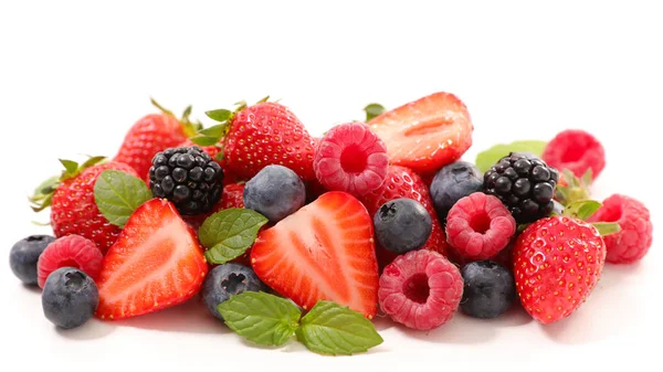 Assorted Berry Fruits White Background — Stock Photo, Image