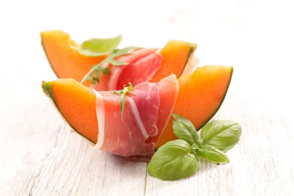 Melon Och Prosciutto Skinka — Stockfoto