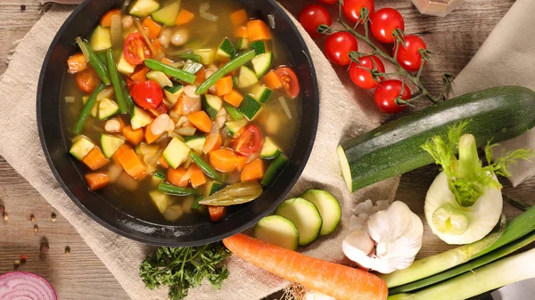 Vegetable Broth Delicious Minestrone — Stock Photo, Image