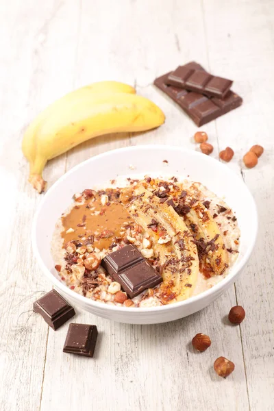 Farina Avena Con Banana Cioccolato — Foto Stock