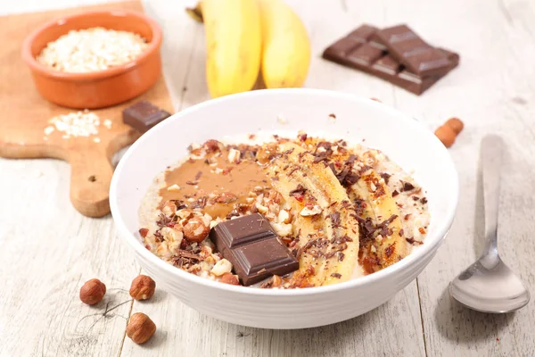 Oatmeal Banana Chocolate — Stock Photo, Image