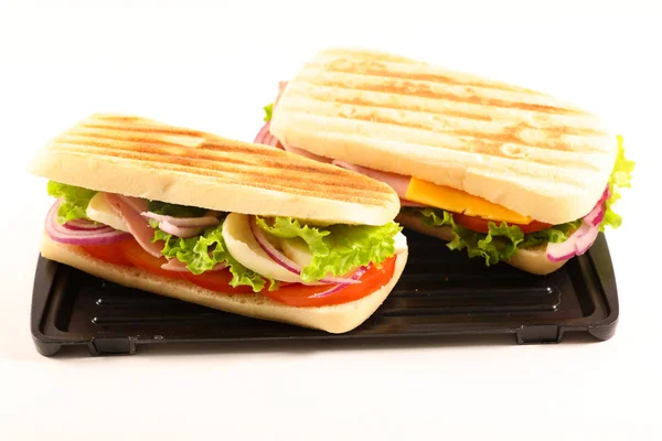 Panini Con Tomate Queso Jamón — Foto de Stock