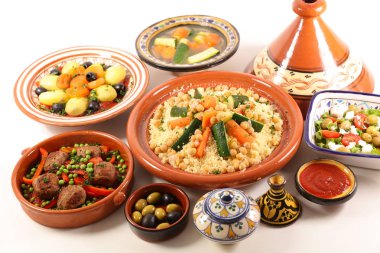 beyaz üzerine çeşitli Arap gıda