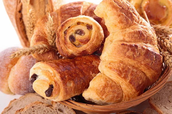 Válogatott Croissant Péksütemény — Stock Fotó