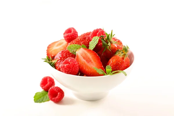 Berry Ovocný Salát Bílém Pozadí — Stock fotografie