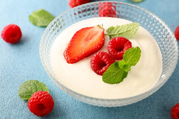 Bowl Yogurt Fruit — Stock Photo, Image