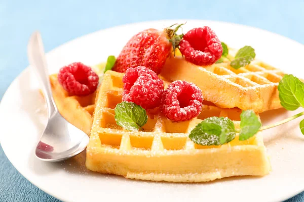 Waffles Com Frutos Bagas — Fotografia de Stock