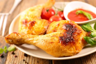 ızgara tavuk bacak ve domates sos 