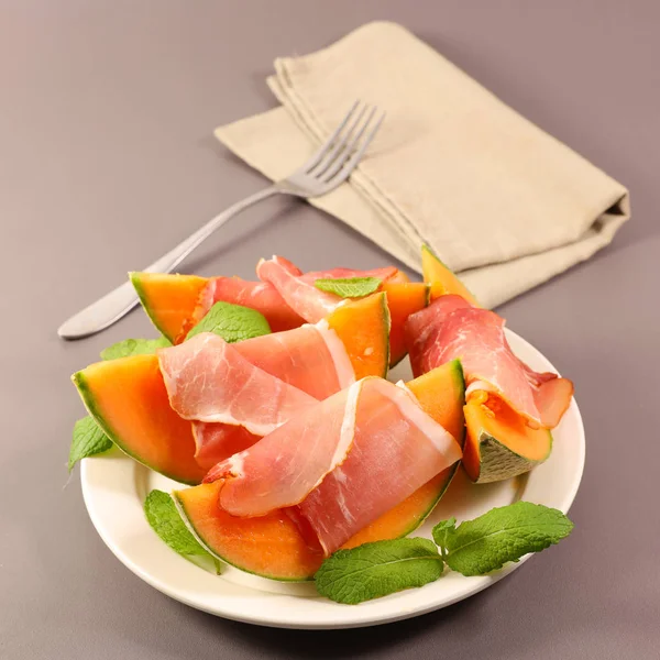 Meloen Prosicutto Ham — Stockfoto