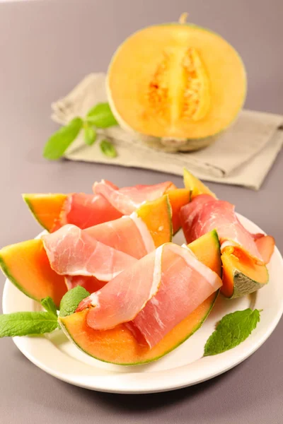 Melone Fresco Prosciutto — Foto Stock