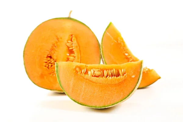 Meloen Segment Geïsoleerd Witte Achtergrond — Stockfoto