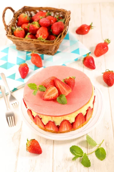 Vue Délicieux Gâteau Aux Fraises — Photo