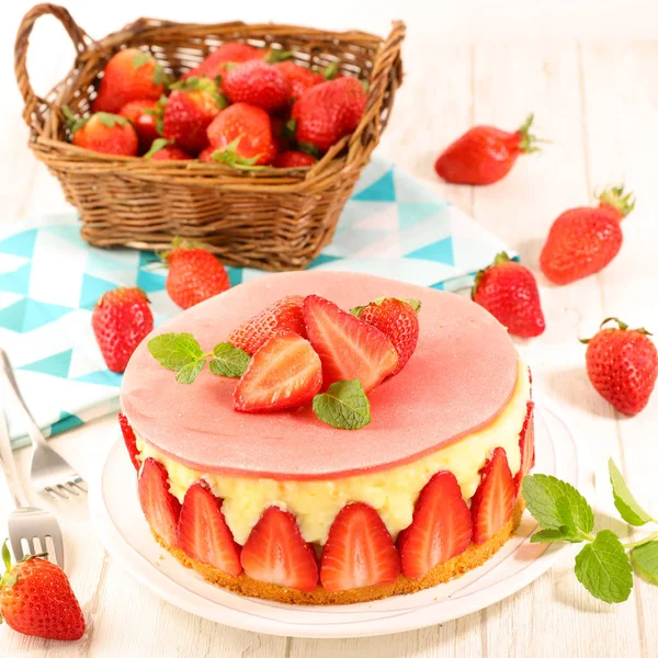 Vista Deliziosa Torta Fragole — Foto Stock