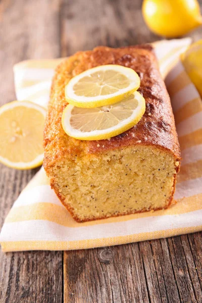 Torta Limão Fundo Madeira — Fotografia de Stock