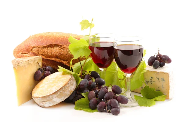 Czerwone Wino Chleba Sera — Zdjęcie stockowe
