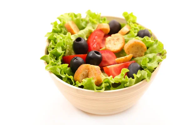 Salada Legumes Com Tomate Azeitona Crouton — Fotografia de Stock