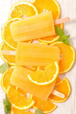 turuncu dondurma popsicles, üst görünümü