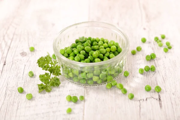 Bowl Green Pea Parsley — Stock Photo, Image