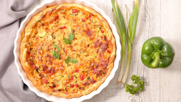 Quiche Verduras Con Hierbas Arriba — Foto de Stock