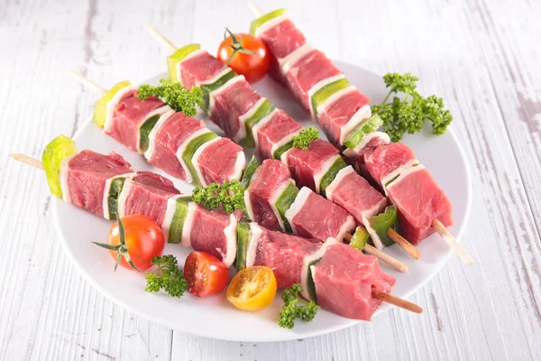 Beef Skewer Barbecue Basil — Stock Photo, Image