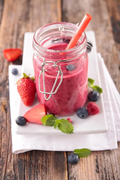 Smoothie Berry Fruit Juice Strawberry Blueberry — Stock Photo, Image