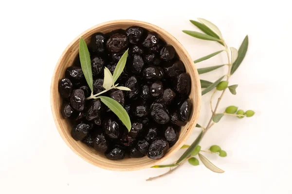 Aceituna Negra Hoja Aislada Sobre Fondo Blanco — Foto de Stock