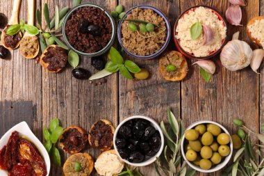 karışık tapenade çeşitli, mediteraneean meze