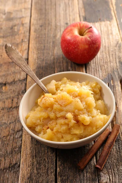 Compota Manzana Casera Con Canela Tazón —  Fotos de Stock