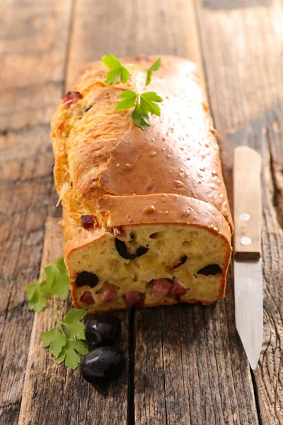 Loaf Cake Olive Ham — Stock Photo, Image