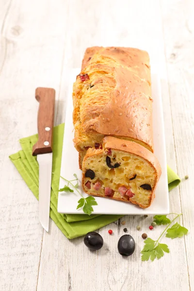 Loaf Cake Olive Ham — Stock Photo, Image