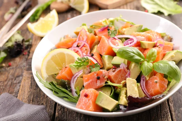 Bowl Salad Salmon Vegetable — Stock Photo, Image