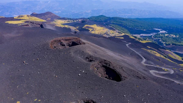 Sicilya volkan krater, Etna, havadan görünümü