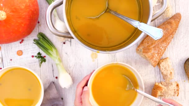 Casserole Bowl Soup — Stock Video