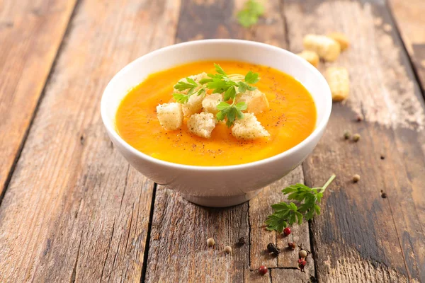 Ciotola Zuppa Con Crostino Prezzemolo — Foto Stock