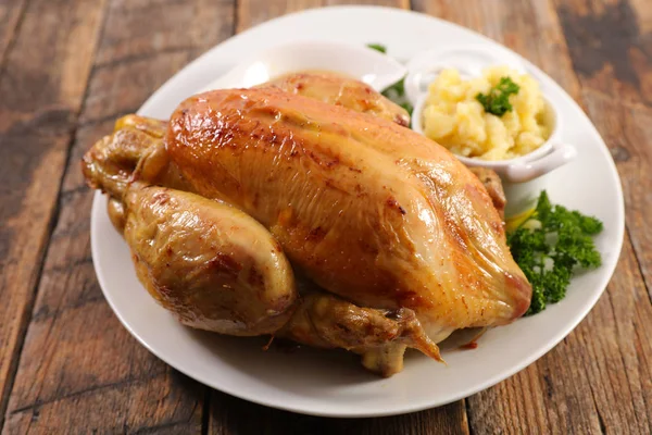 Roasted Chicken Mashed Potato Sauce — Stock Photo, Image