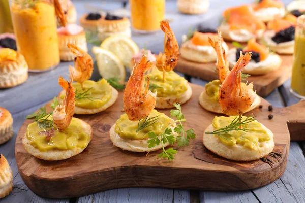 Comida Buffet Sortido Dedo Alimentos Jantar Festa Dia Festivo — Fotografia de Stock