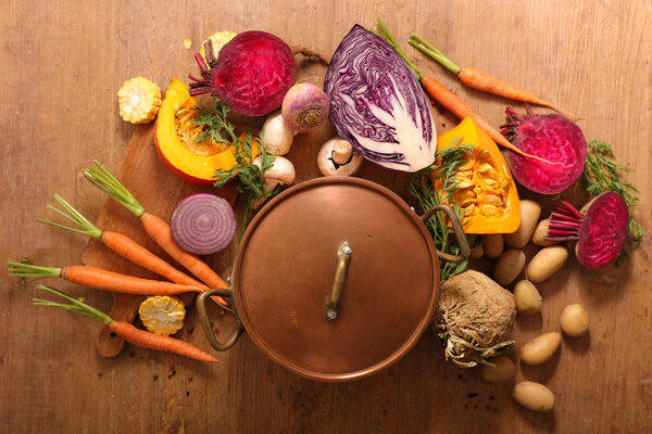 vegetable for soup- pumpkin, carrot,celery and cabbage
