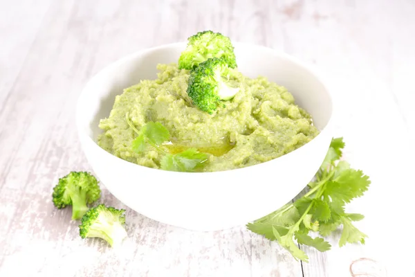 Broccoli Puree Bowl Vegetable Mashed Vegetable Puree — Stock Photo, Image