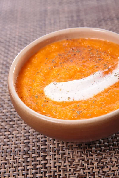 Тыквенный Суп Морковный Суп Сливками — стоковое фото