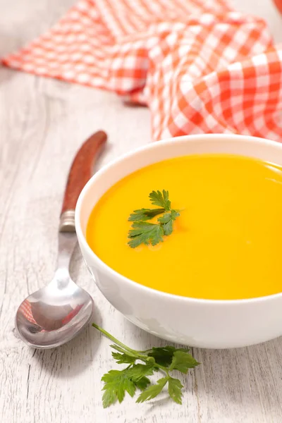 Soupe Citrouille Carotte Dans Bol — Photo