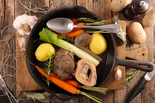 Pot Feu Beef Stew Broth Vegetable — Stock Photo, Image