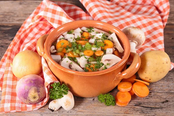 Sopa Verduras Con Caldo Zanahoria Apio Patata —  Fotos de Stock