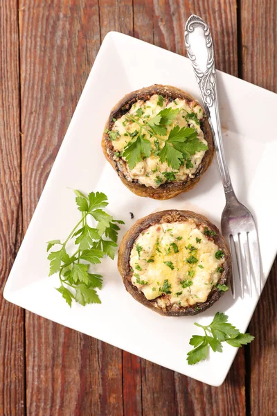 Baked Filling Mushroom Cream Cheese — Stock Photo, Image