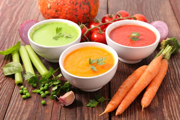 Surtido Sopa Verduras Calabaza Tomate Sopa Calabacín —  Fotos de Stock