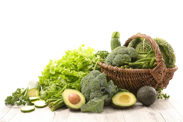 Vegetal Cru Abacate Repolho Broccolis Salada Abobrinha — Fotografia de Stock