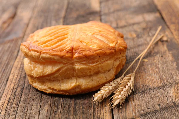 French Bakery Croissant Pastry Wood Background — Stock Photo, Image
